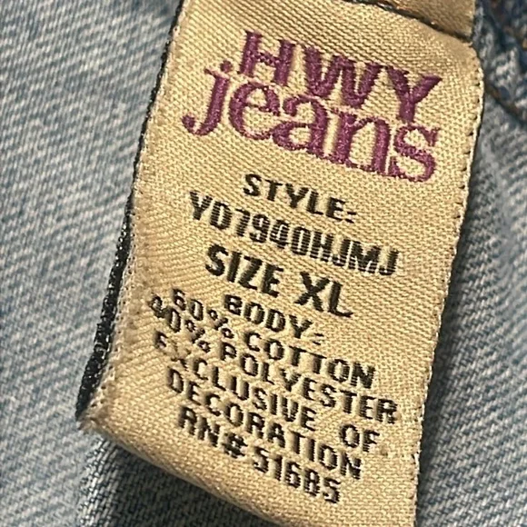 Highway Jeans blue denim Jean long jacket distressed oversized sized XL - Picture 15 of 16